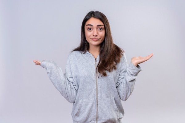 a woman with her hands out