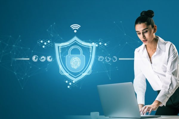 a woman using a laptop