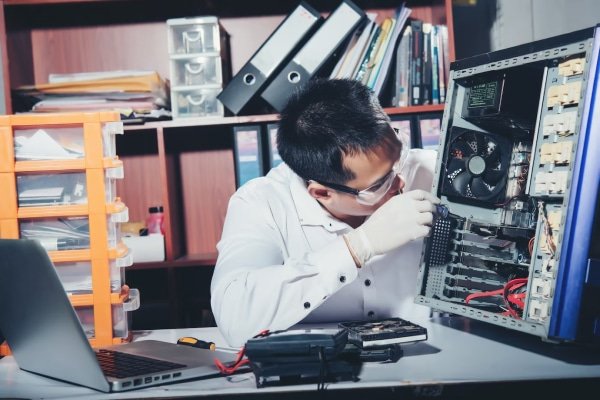 a man working on a computer